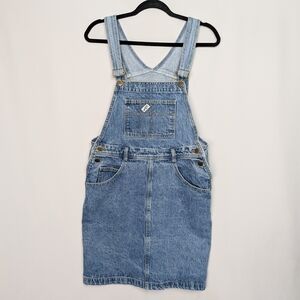 Vintage 90s Guess Denim Overall Dress Jean Pinafore Mini